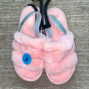 DKNY Light Pink Faux Fur Sandals Girls Size 2